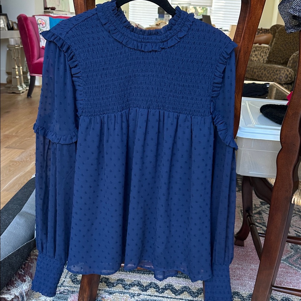 Halogen Midnight Blue Textured Blouse